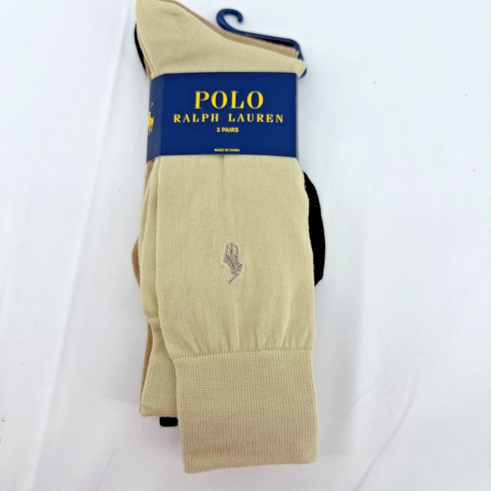 Polo Ralph Lauren Men's 3 Pack Crew Socks Size 10-13 Shoe Size 6-12.5 Business